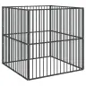 Suņu Sētiņa, 4 Paneļi, Melna, Cinkots Tērauds Vidaxl