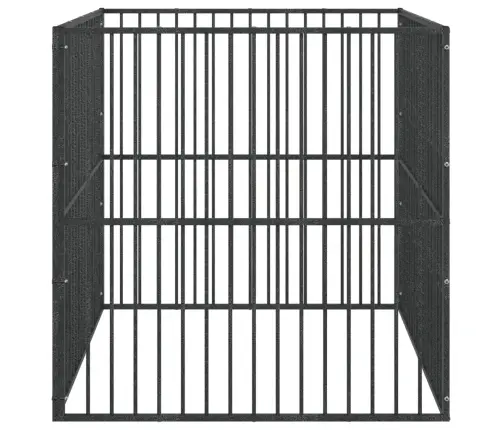 Suņu Sētiņa, 4 Paneļi, Melna, Cinkots Tērauds Vidaxl
