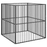 Suņu Sētiņa, 4 Paneļi, Melna, Cinkots Tērauds Vidaxl