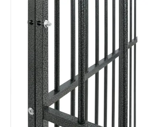 Suņu Sētiņa, 4 Paneļi, Melna, Cinkots Tērauds Vidaxl