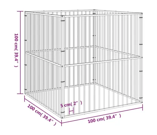 Suņu Sētiņa, 4 Paneļi, Melna, Cinkots Tērauds Vidaxl
