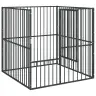 Suņu Sētiņa, 4 Paneļi, Melna, Cinkots Tērauds Vidaxl