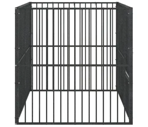 Suņu Sētiņa, 4 Paneļi, Melna, Cinkots Tērauds Vidaxl
