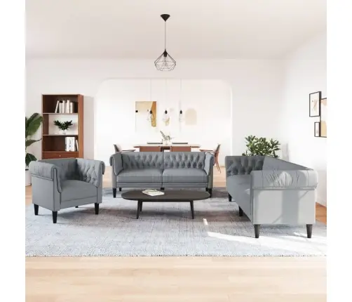 Trīsdaļīgs Dīvānu Komplekts, Gaiši Pelēks Audums Vidaxl