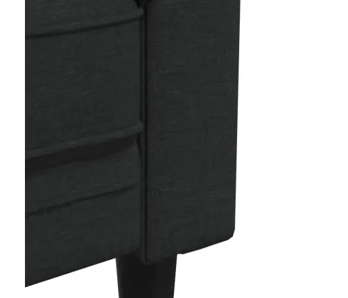 Sofos Komplektas, 3 Dalių, Juodos Spalvos, Audinys