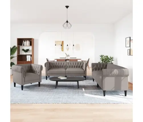 Trīsdaļīgs Dīvānu Komplekts, Pelēkbrūns Audums Vidaxl