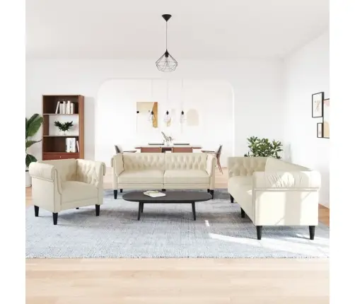 3-Osaline Diivanikomplekt, Helekollane, Kreemjas