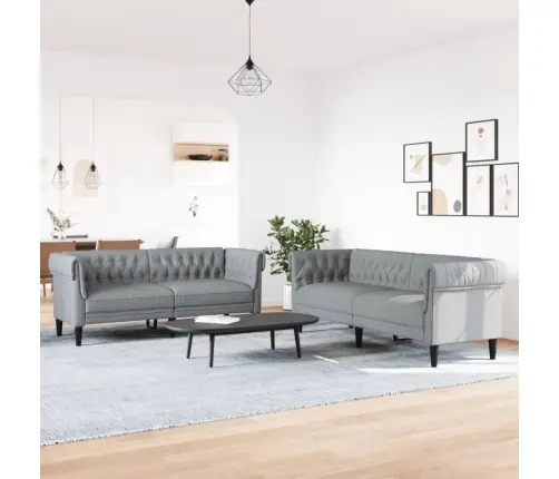 Sofos Komplektas, 2 Dalių, Šviesiai Pilkos Spalvos, Audinys