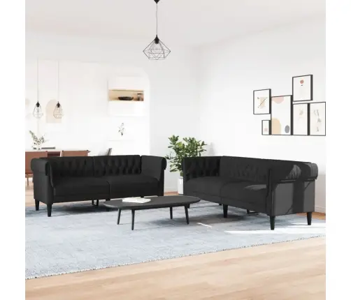 2-Osaline Diivanikomplekt, Must, Kangas