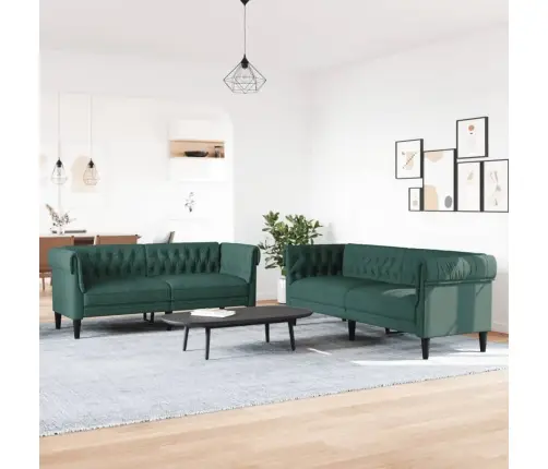 Divdaļīgs Dīvānu Komplekts, Tumši Zaļš Audums Vidaxl