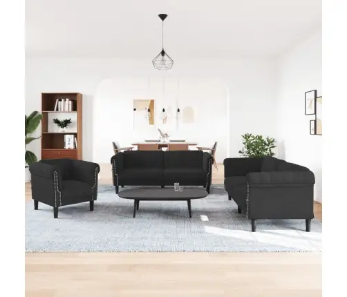 Trīsdaļīgs Dīvānu Komplekts, Melns Samts Vidaxl