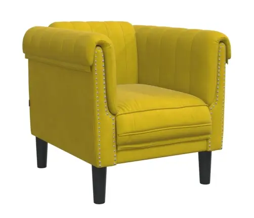 Sofos Komplektas, 3 Dalių, Geltonos Spalvos, Aksomas