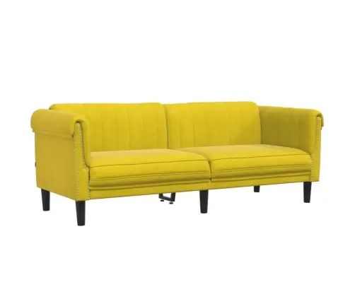 Sofos Komplektas, 3 Dalių, Geltonos Spalvos, Aksomas