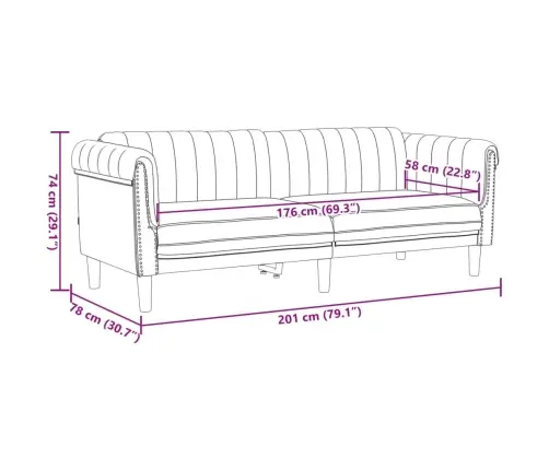 Sofos Komplektas, 3 Dalių, Rudos Spalvos, Aksomas