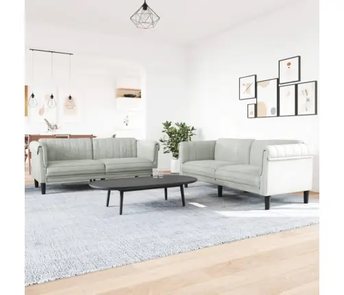 Divdaļīgs Dīvānu Komplekts, Gaiši Pelēks Samts Vidaxl