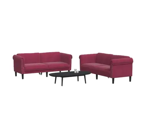 Divdaļīgs Dīvānu Komplekts, Vīnsarkans Samts Vidaxl Divdaļīgs Dīvānu Komplekts, Vīnsarkans Samts Vidaxl