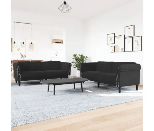 Divdaļīgs Dīvānu Komplekts, Melns Samts Vidaxl