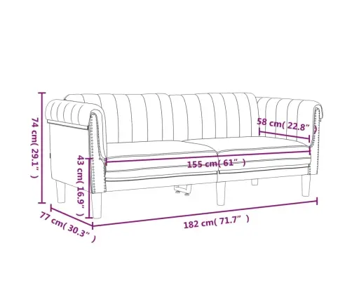 2-Osaline Diivanikomplekt, Kreemjas, Samet