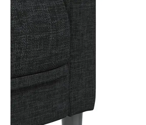 Sofos Komplektas, 3 Dalių, Juodos Spalvos, Audinys