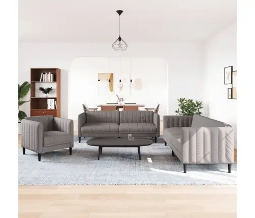 Trīsdaļīgs Dīvānu Komplekts, Pelēkbrūns Audums Vidaxl