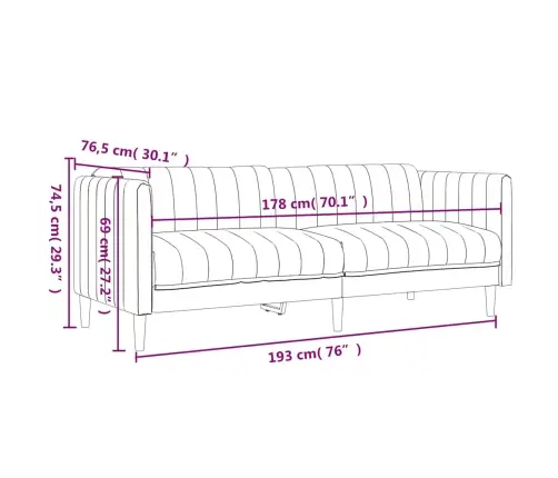 Trīsvietīgs Dīvānu Komplekts, Brūns Audums Vidaxl