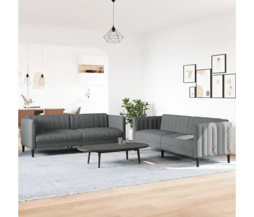 Divdaļīgs Dīvānu Komplekts, Tumši Pelēks Audums Vidaxl