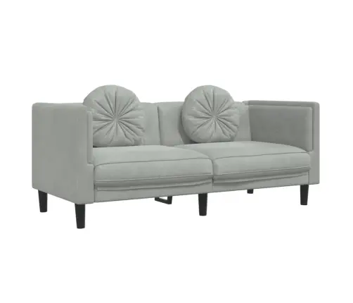 Sofos Komplektas Su Pagalvėmis, 3 Dalių, Pilkas, Aksomas