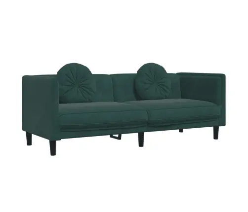 3-Osaline Diivanikomplekt Patjadega, Tumeroheline, Samet