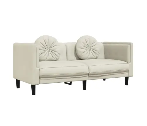 Divdaļīgs Dīvānu Komplekts Ar Spilveniem, Krēmkrāsas Samts Vidaxl
