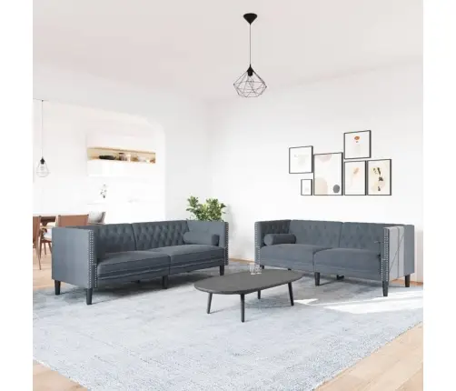 Divdaļīgs Chesterfield Dīvānu Komplekts Ar Balstiem, Samts Vidaxl