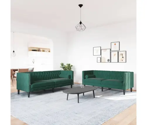 Divdaļīgs Chesterfield Dīvānu Komplekts Ar Balstiem, Samts Vidaxl