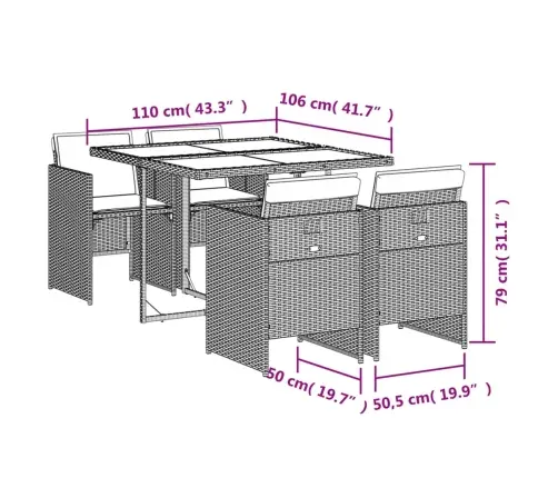 5-Daļīgs Dārza Mēbeļu Komplekts Ar Matračiem, Pe Rotangpalma Vidaxl
