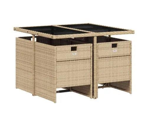 5-Daļīgs Dārza Mēbeļu Komplekts, Matrači, Bēša Pe Rotangpalma Vidaxl