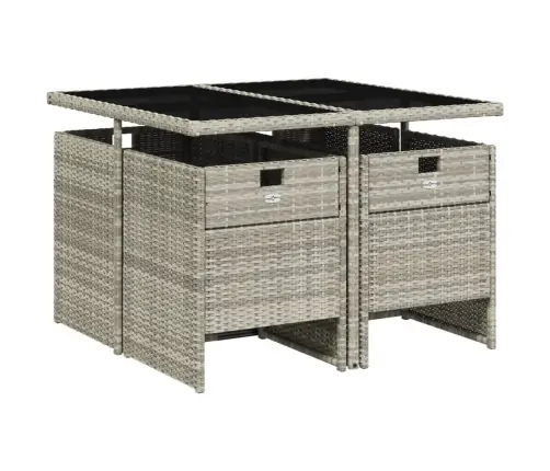 5-Osaline Aiamööbli Komplekt Patjadega, Helehall, Polürotang