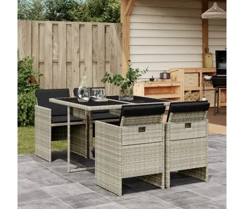 5-Osaline Aiamööbli Komplekt Patjadega, Helehall, Polürotang