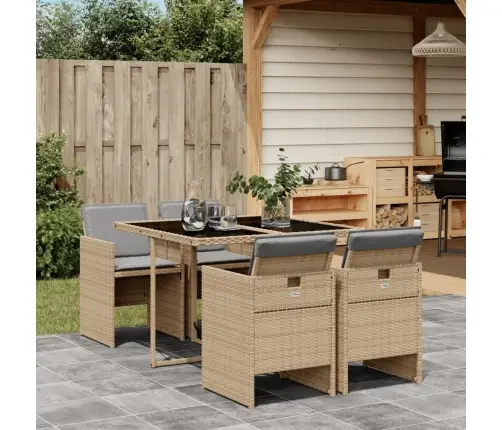 5-Osaline Aia Söögimööbli Komplekt Patjadega, Beežid Toonid