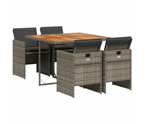 5-Osaline Aiamööbli Komplekt Patjadega, Hall, Polürotang