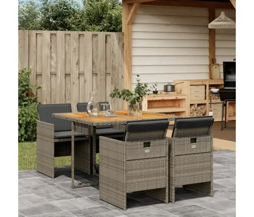 5-Osaline Aiamööbli Komplekt Patjadega, Hall, Polürotang