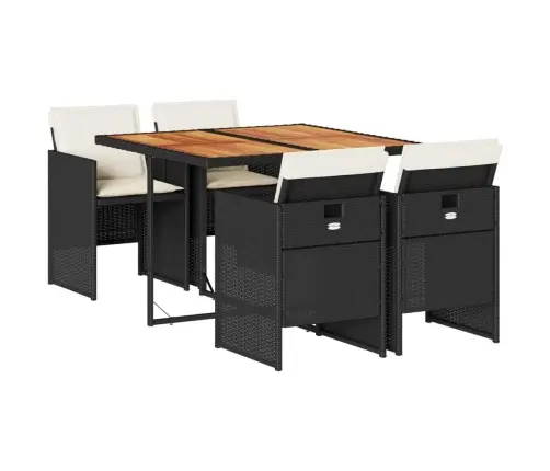 5-Daļīgs Dārza Mēbeļu Komplekts, Matrači, Melna Pe  Rotangpalma Vidaxl
