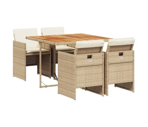 5-Osaline Aiamööbli Komplekt Patjadega, Beež, Polürotang