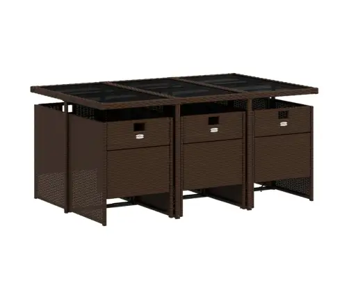 Sodo Komplektas Su Pagalvėlėmis, 7 Dalių, Rudas, Poliratanas