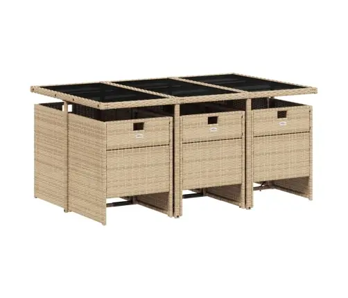 7-Daļīgs Dārza Mēbeļu Komplekts, Matrači, Bēša Pe Rotangpalma Vidaxl