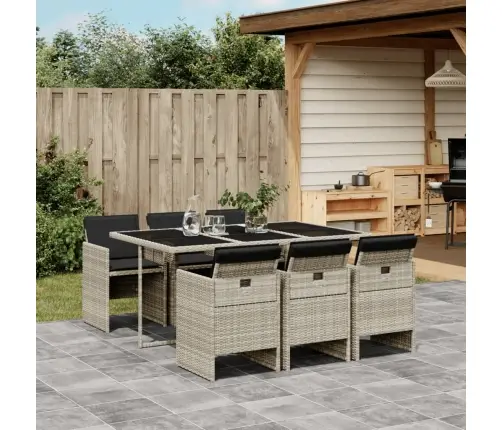 Sodo Komplektas Su Pagalvėlėmis, 7 Dalių, Pilkas, Poliratanas