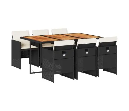 Sodo Komplektas Su Pagalvėlėmis, 7 Dalių, Juodas, Poliratanas