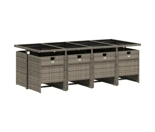 9-Osaline Aiamööbli Komplekt Patjadega, Hall, Polürotang