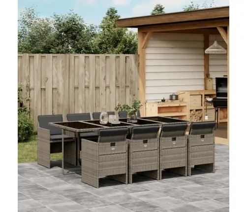 9-Osaline Aiamööbli Komplekt Patjadega, Hall, Polürotang