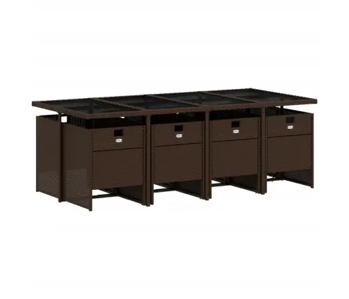 9-Daļīgs Dārza Mēbeļu Komplekts, Matrači, Brūna Pe Rotangpalma Vidaxl