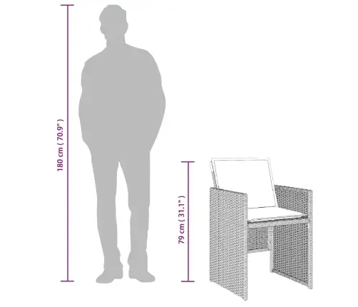 9-Daļīgs Dārza Mēbeļu Komplekts, Matrači,Gaiši Pelēka Pe Pinums Vidaxl