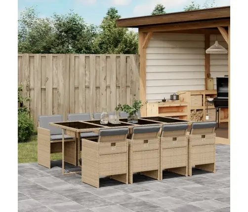 9-Daļīgs Virtuves Mēbeļu Komplekts Ar Matračiem, Pe Rotangpalma Vidaxl