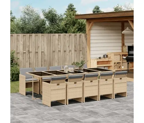 11-Osaline Aia Söögimööbli Komplekt Patjadega, Beežid Toonid